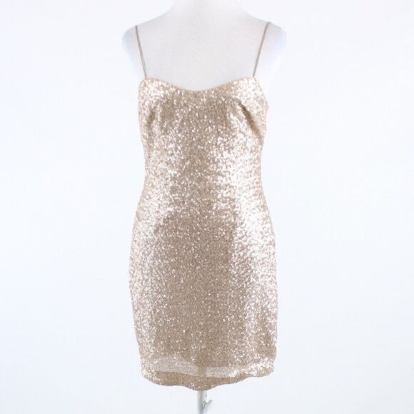 Kay Unger gold spaghetti strap dress 8 - Picture 1 of 8
